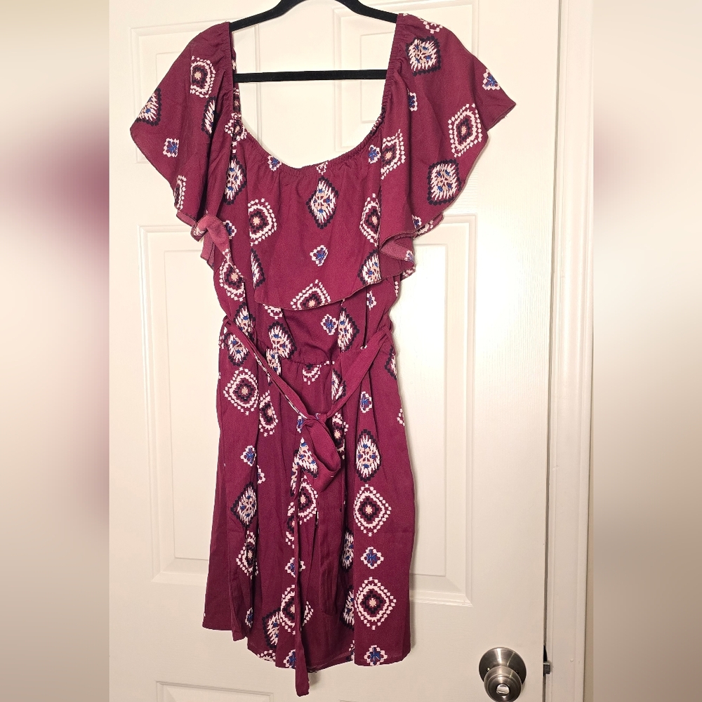 Elegant Maroon Patterned Romper